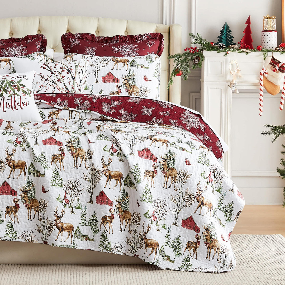 Southshore Fine Linens White Christmas 7-Piece Comforter Bedding Set