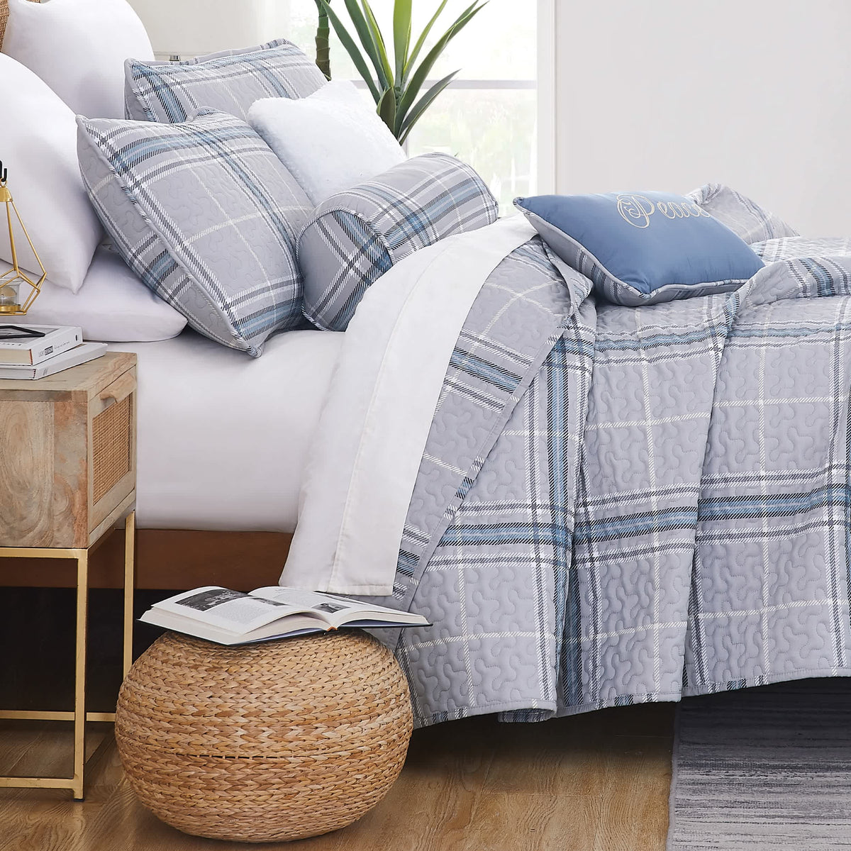 Southshore Fine Linens Vilano Plaid 6PC Quilt Set