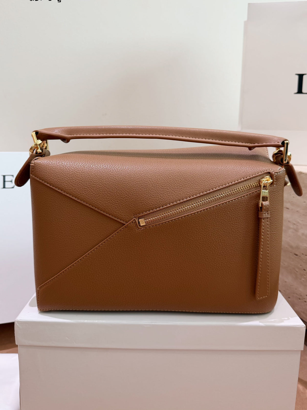 Loewe Puzzle Bag 29 – Tan Camel Grained Calfskin Leather Gold Hardware
