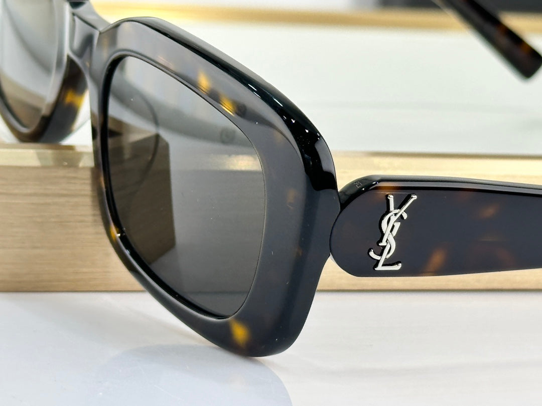 Saint Laurent SL 68 YSL Logo Oversized Square Acetate Sunglasses