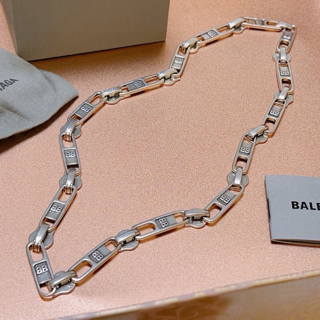 Balenciaga BB Logo Chain Necklace – Silver