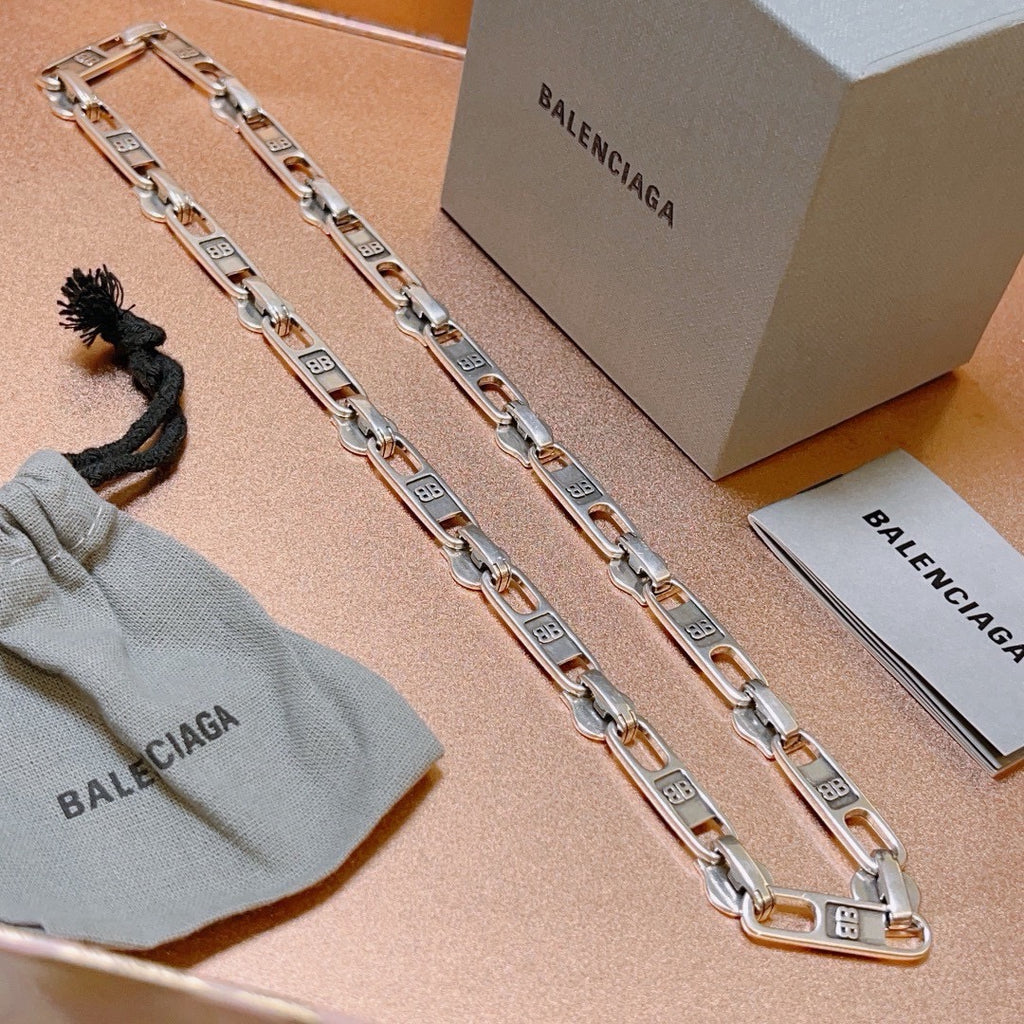 Balenciaga BB Logo Chain Necklace – Silver