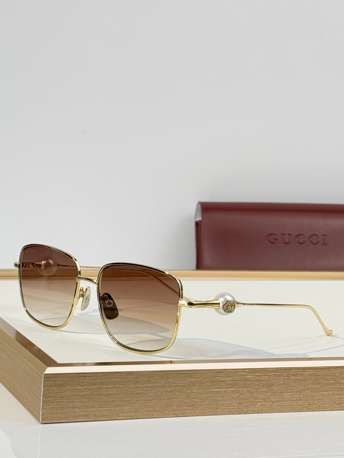 Gucci GG Crystal Ball Temple Square Metal Sunglasses