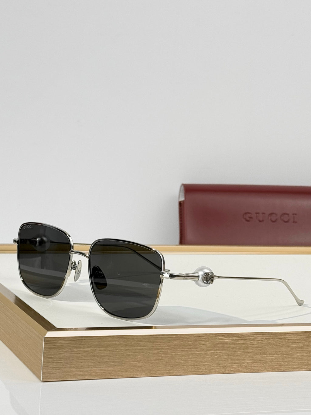 Gucci GG Crystal Ball Temple Square Metal Sunglasses