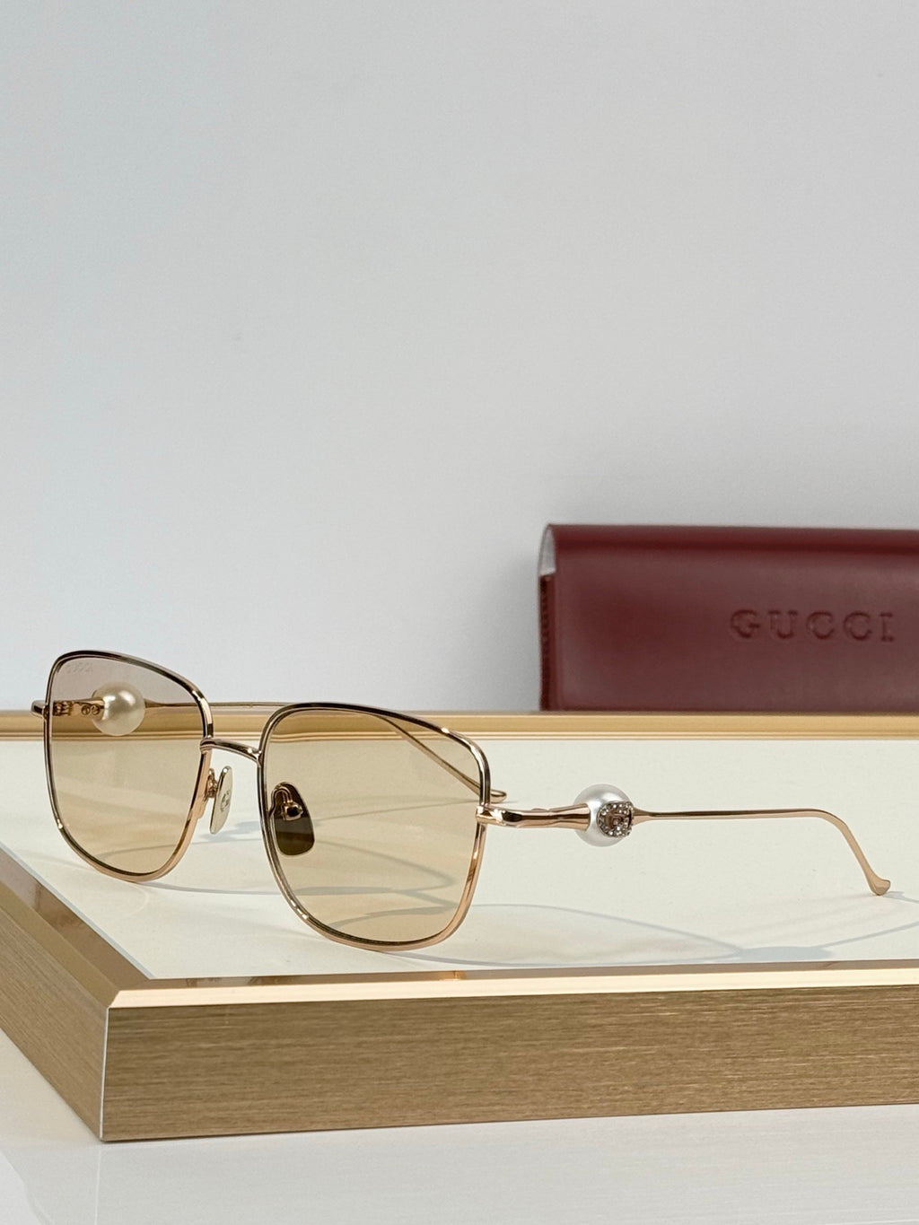Gucci GG Crystal Ball Temple Square Metal Sunglasses