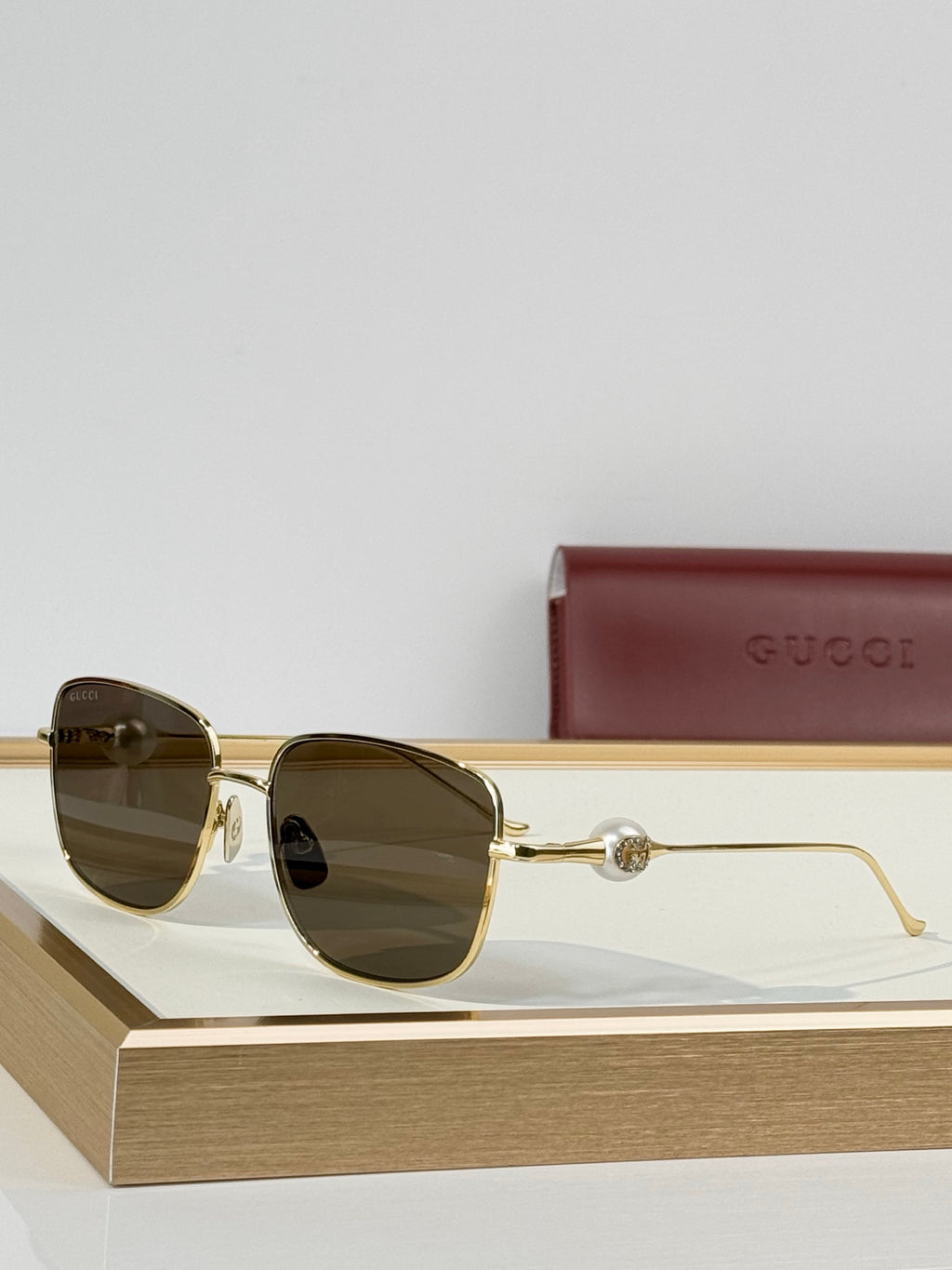 Gucci GG Crystal Ball Temple Square Metal Sunglasses