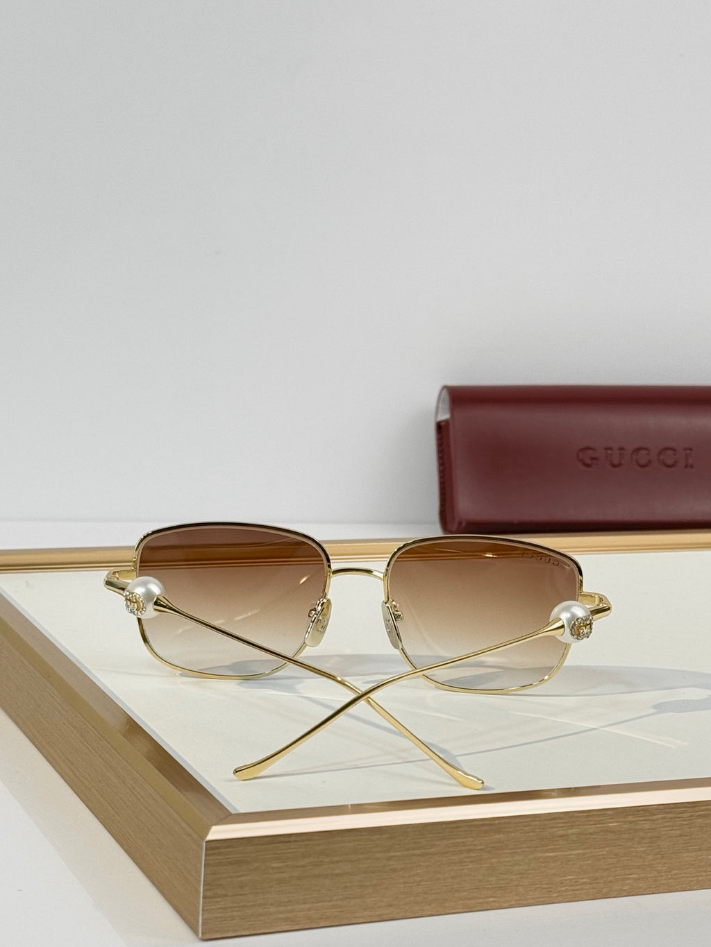 Gucci GG Crystal Ball Temple Square Metal Sunglasses