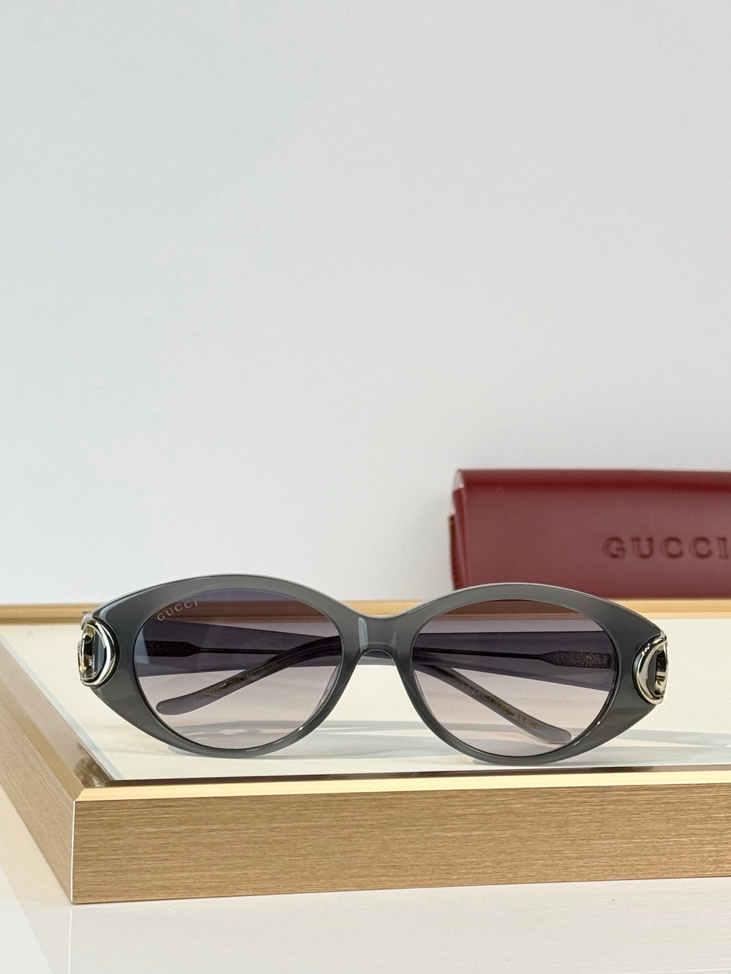 Gucci GG Double G Cat-Eye Acetate Sunglasses – Brown, Grey & Black
