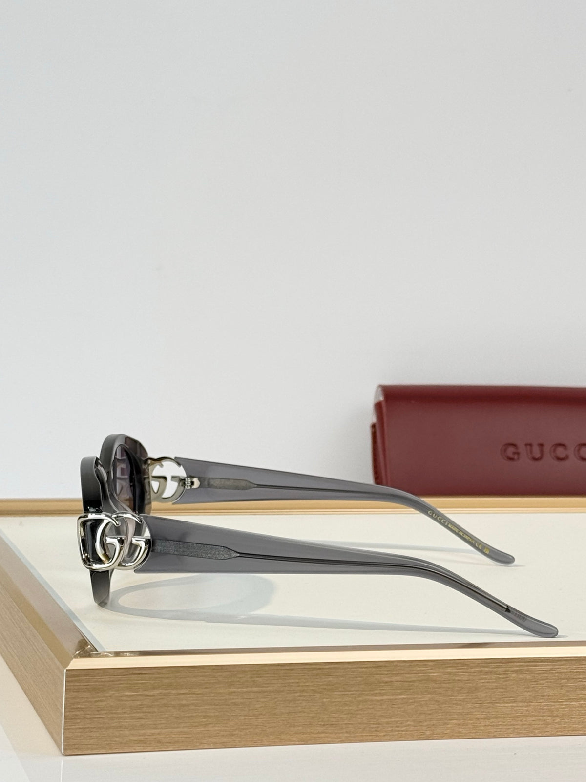 Gucci GG Double G Cat-Eye Acetate Sunglasses – Brown, Grey & Black