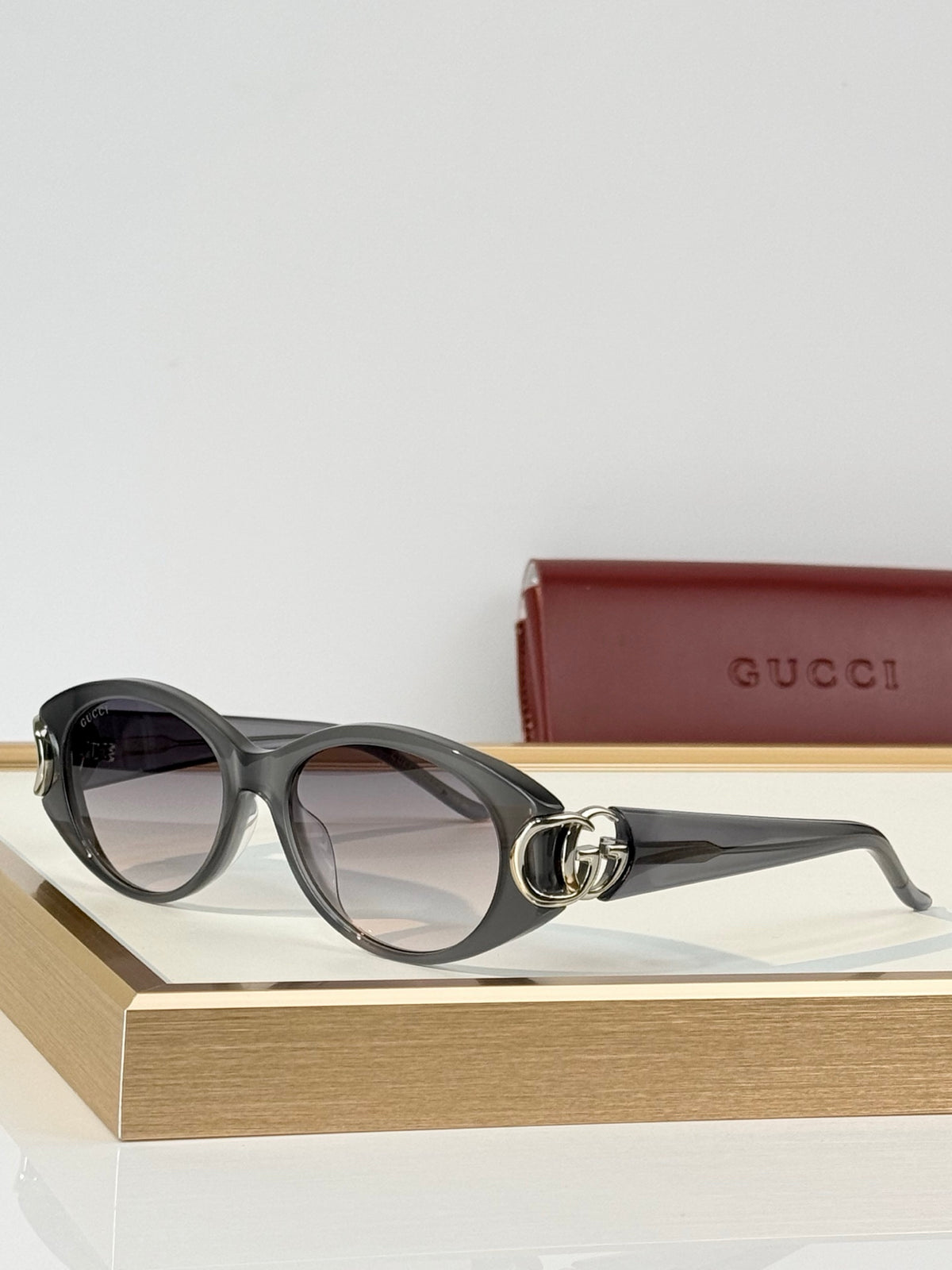 Gucci GG Double G Cat-Eye Acetate Sunglasses – Brown, Grey & Black