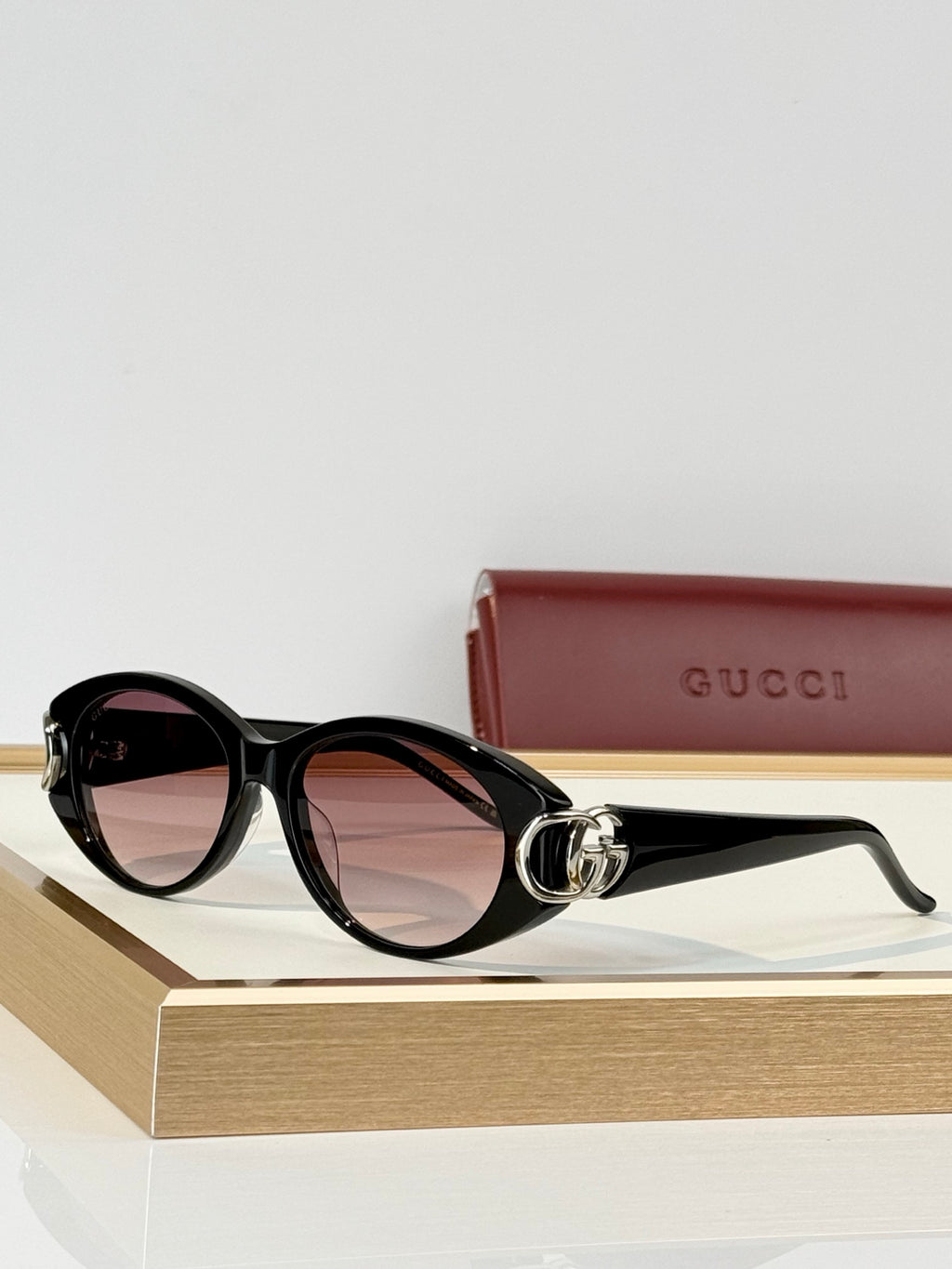 Gucci GG Double G Cat-Eye Acetate Sunglasses