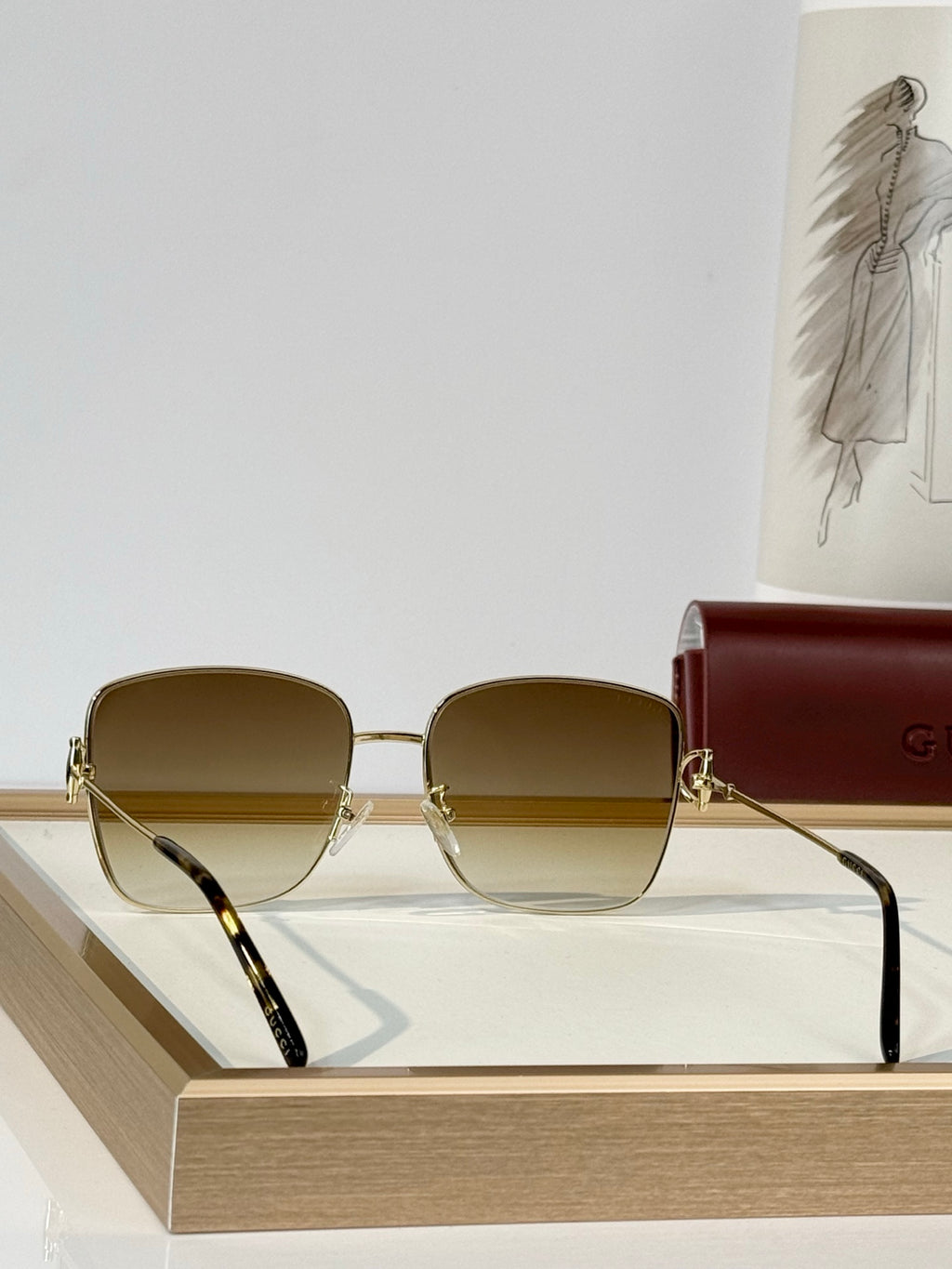 Gucci Oversized Square Metal Sunglasses