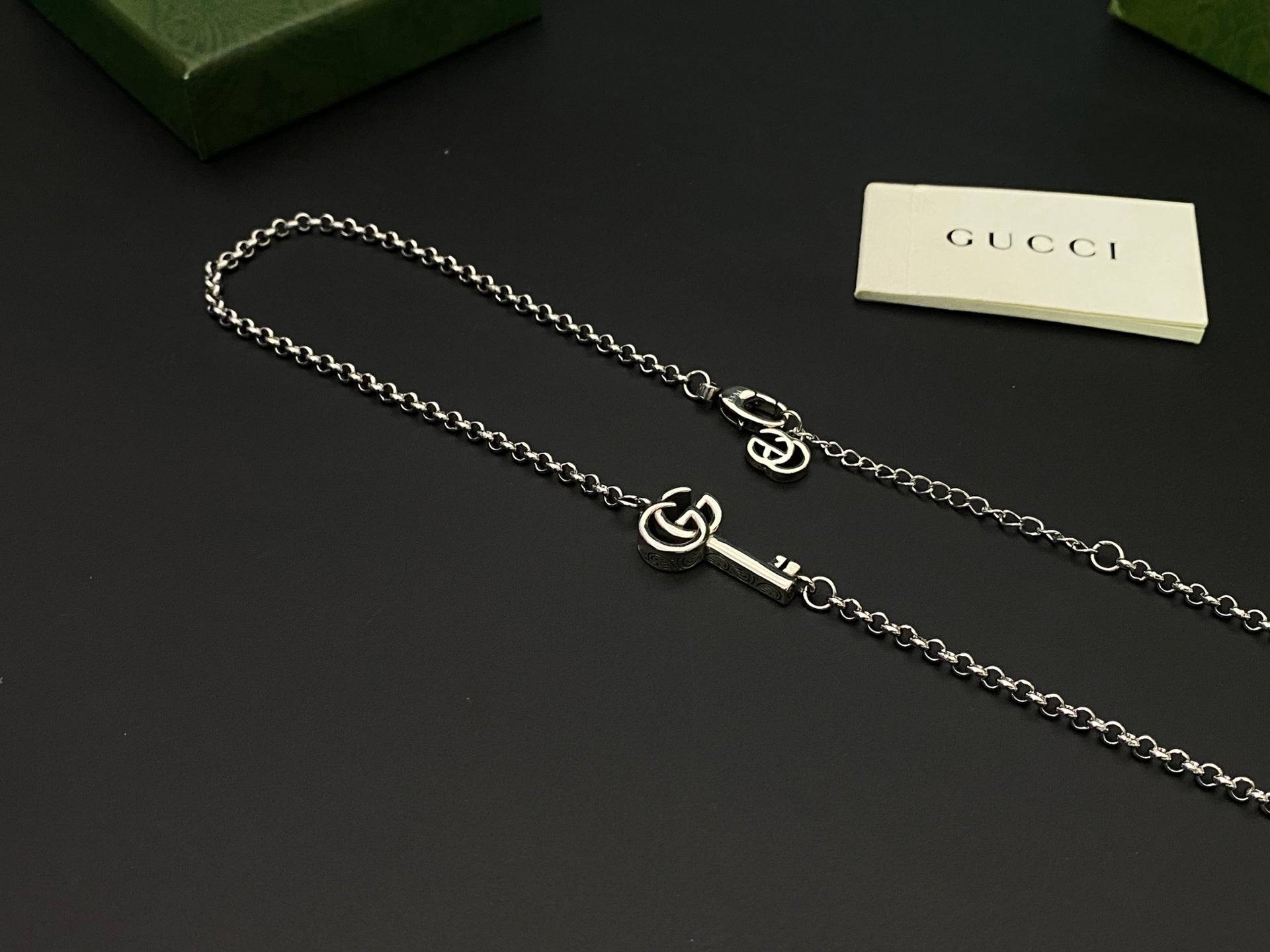 Gucci GG Marmont Key Pendant Necklace – Silver