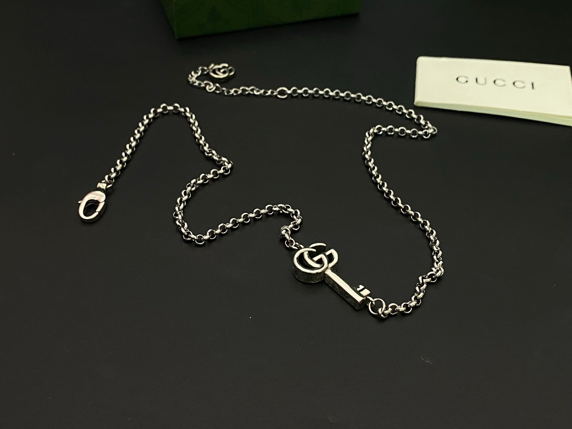 Gucci GG Marmont Key Pendant Necklace – Silver