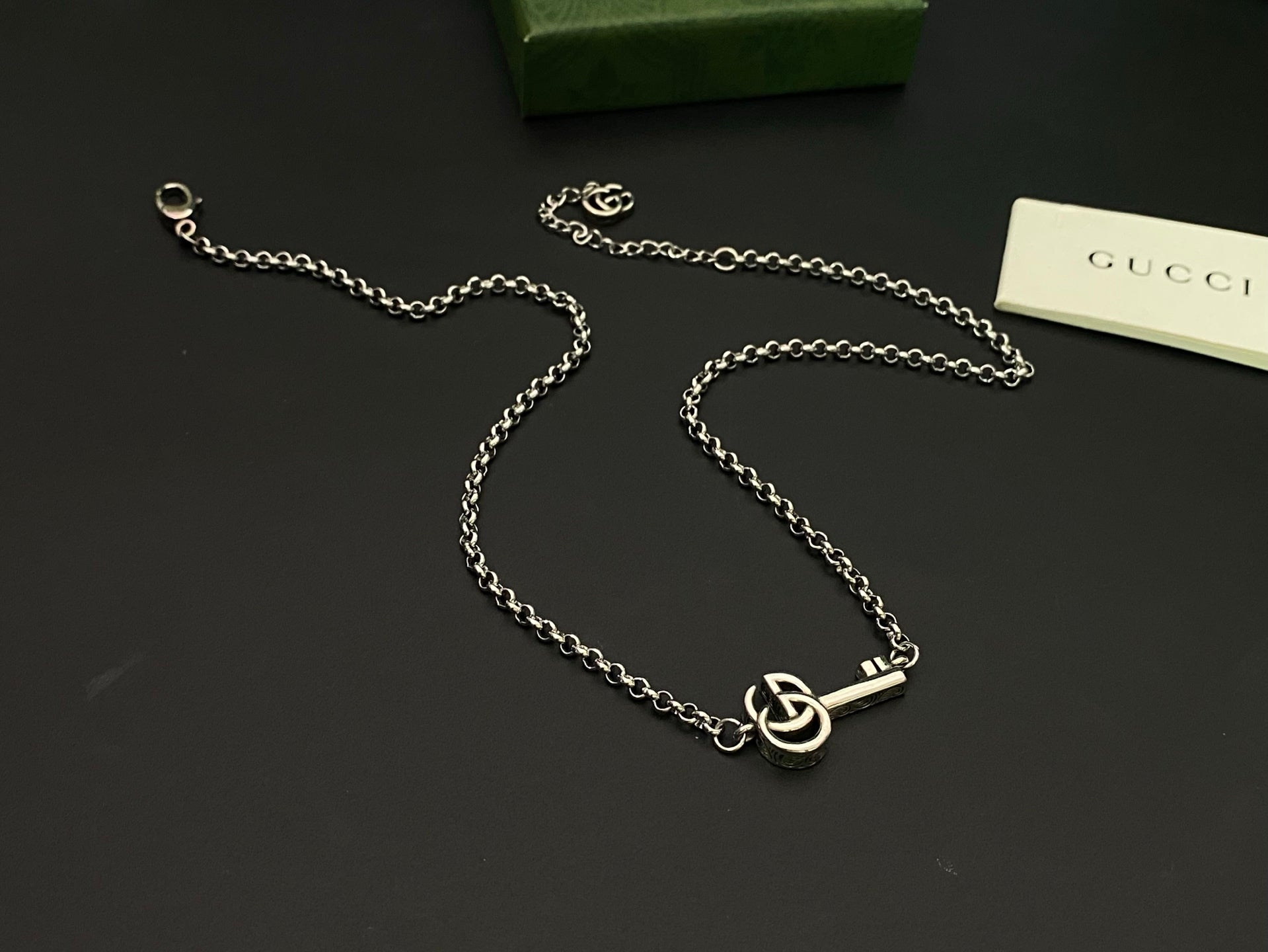Gucci GG Marmont Key Pendant Necklace – Silver