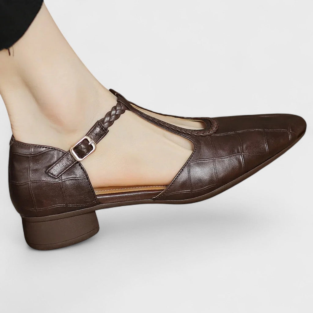 Caitlin | Classic Braided T-Bar Block Heel Shoes