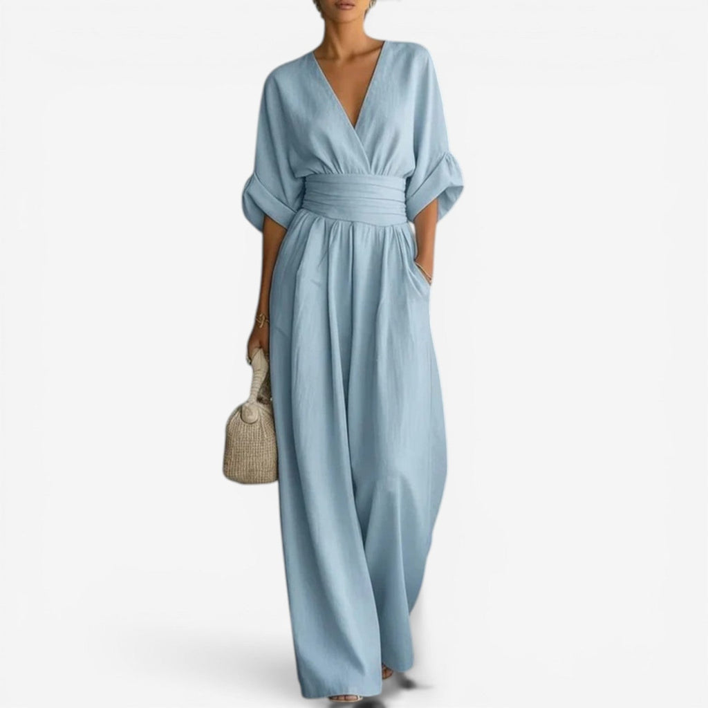 Yvette | Elegante Jumpsuit mit weiten Ärmeln und V-Ausschnitt