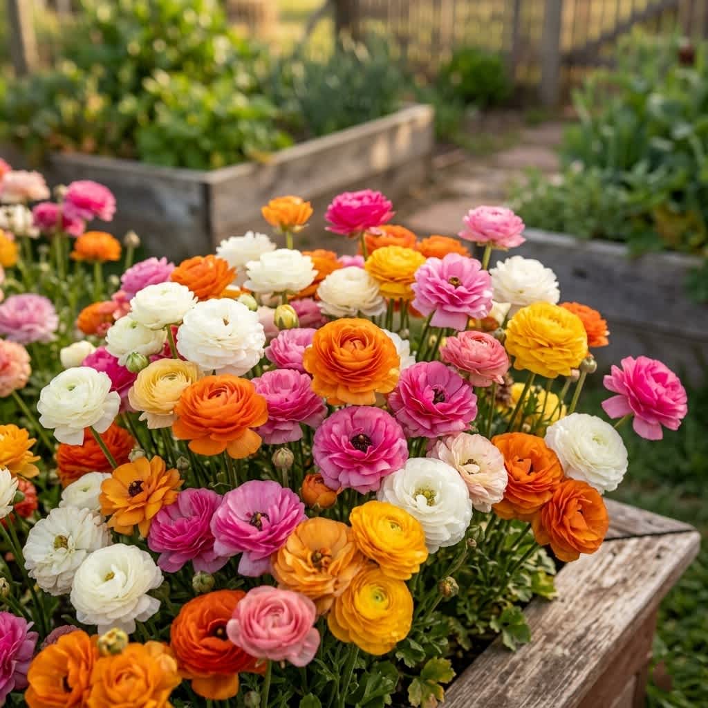 Colorful Double Buttercup Ranunculus Flowers - 30 Bulbs