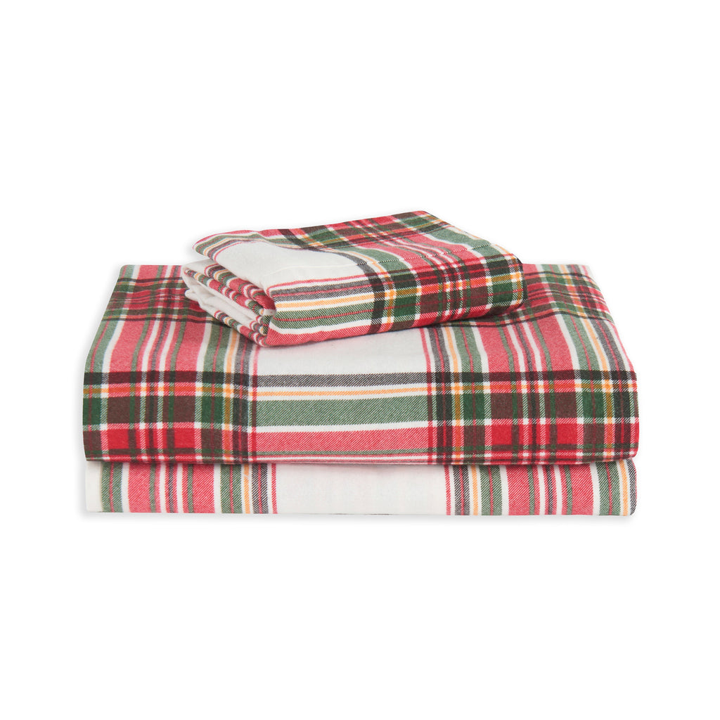 Elegant Comfort Flannel Plaid - 100% Turkish Cotton Flannel, 4-Piece Flannel Sheet Set