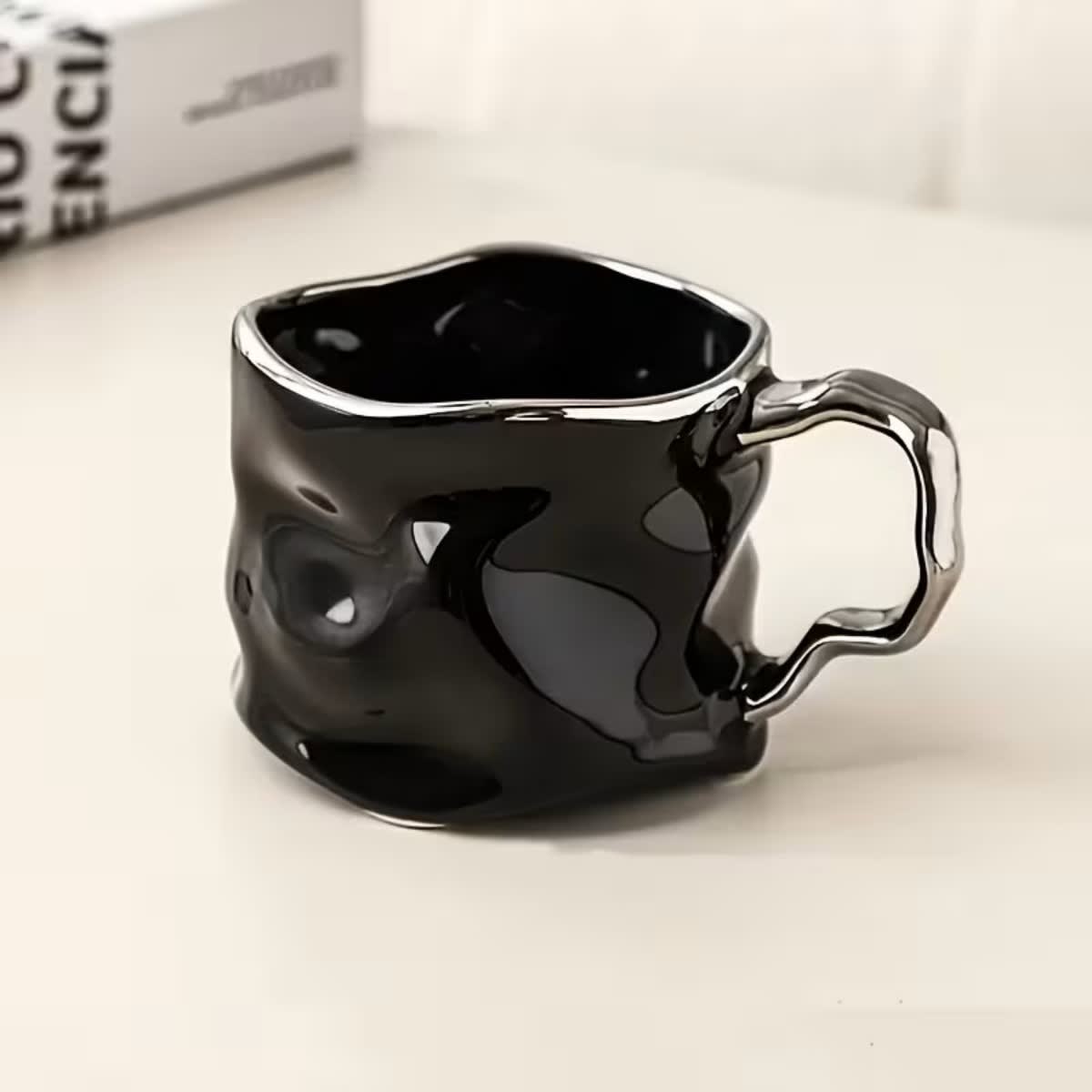 Unique Wavy Texture Coffee Cup with Handle
