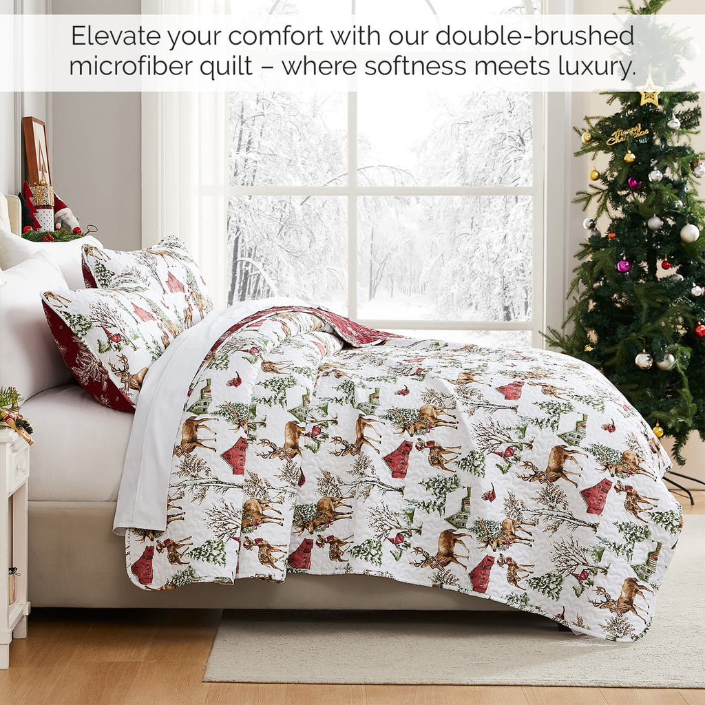 Southshore Fine Linens White Christmas Oversized Quilt Set