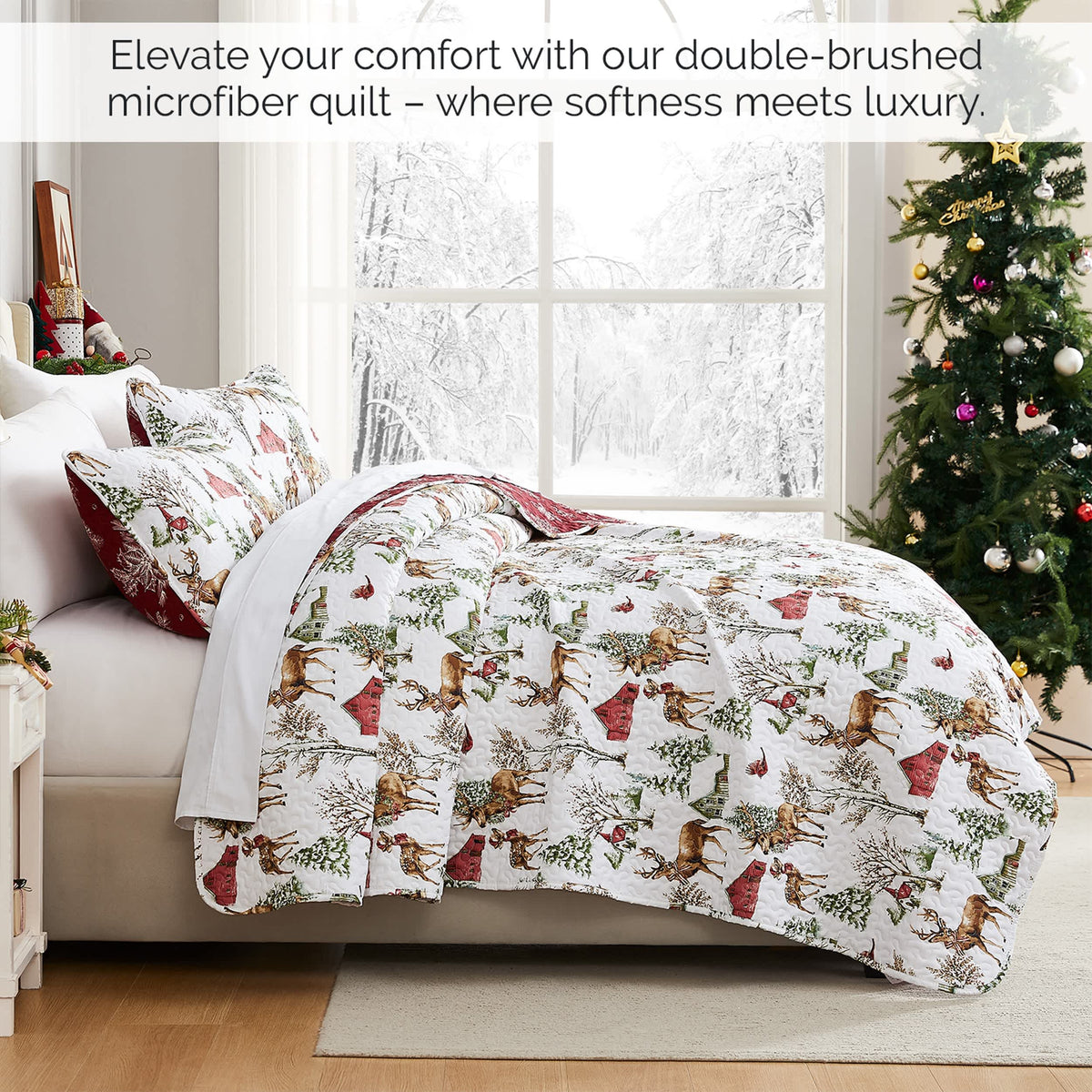 Southshore Fine Linens White Christmas Oversized Quilt Set