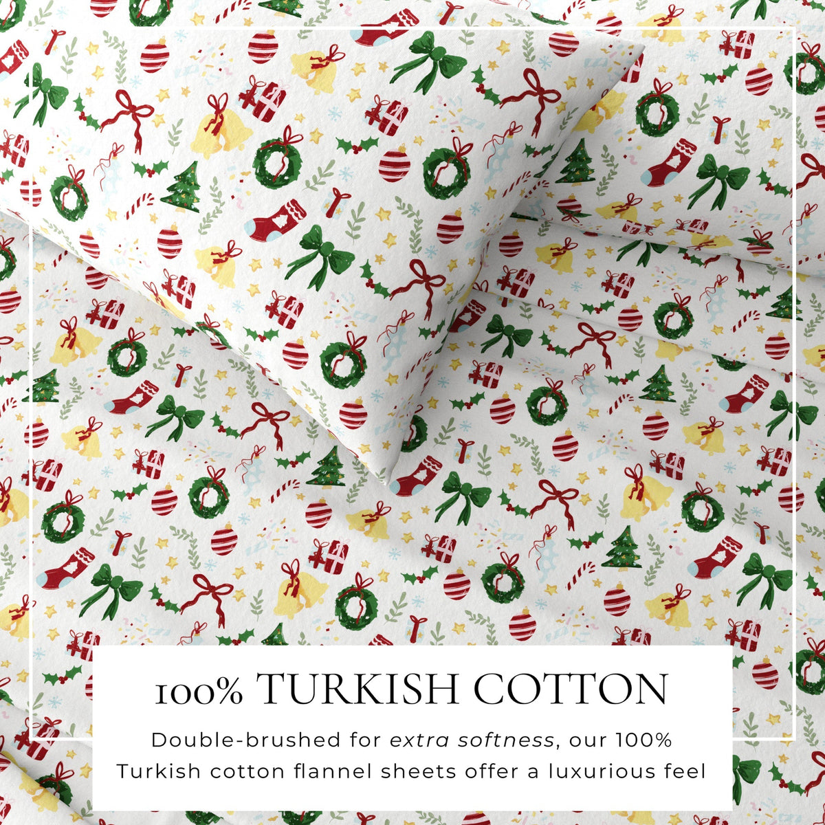 Turkish Cotton Christmas Flannel Sheet - Whittaker Collection