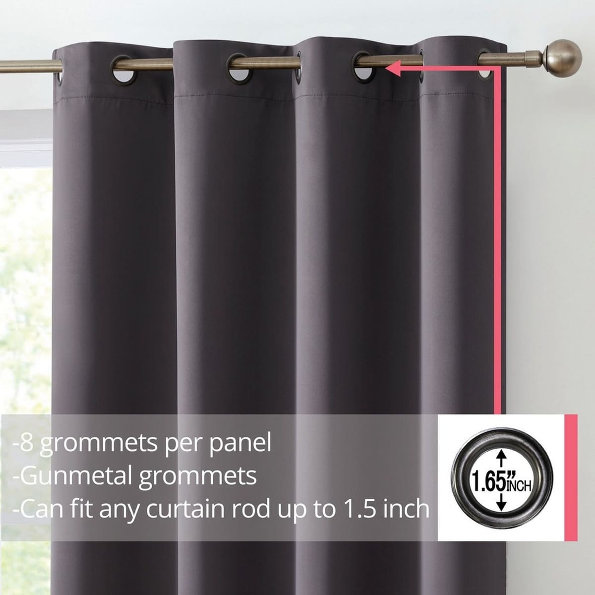 Thd Cambridge 100% Blackout Total Privacy Grommet Window Treatment Curtain Panels - Set of 2