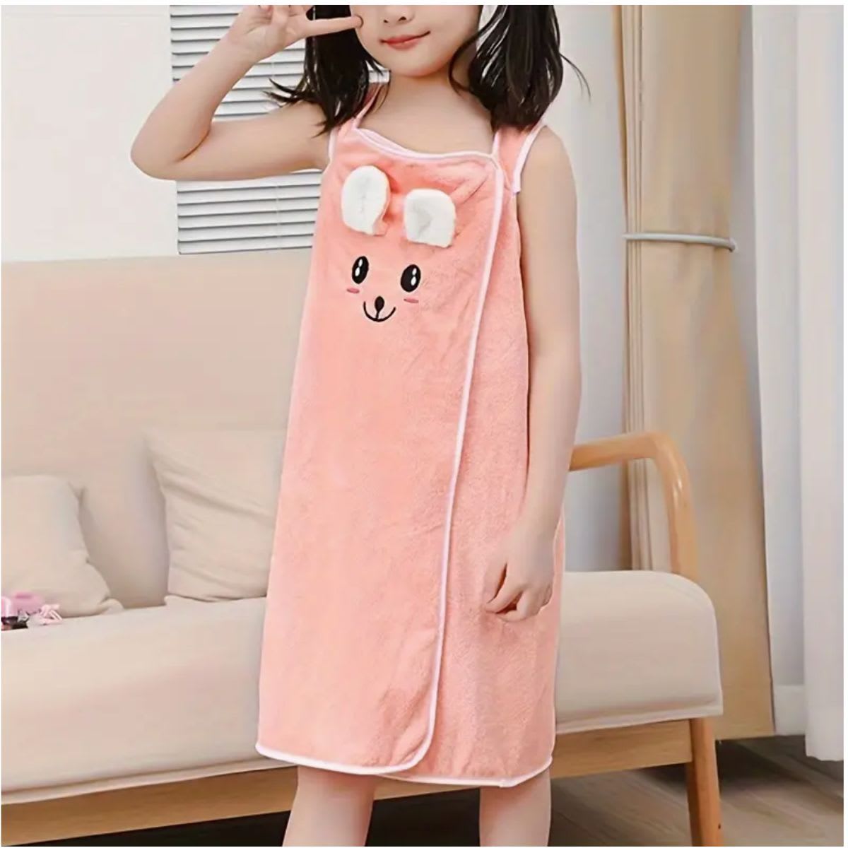 Kids Cute Cartoon Bunny Wearable Bath Towel
