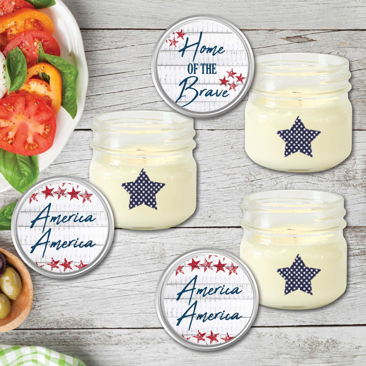 Celebrate 250 Home of the Brave 8 Oz Citronella Soy Wax Candle 3-Piece Set with Wounded Warrior Project
