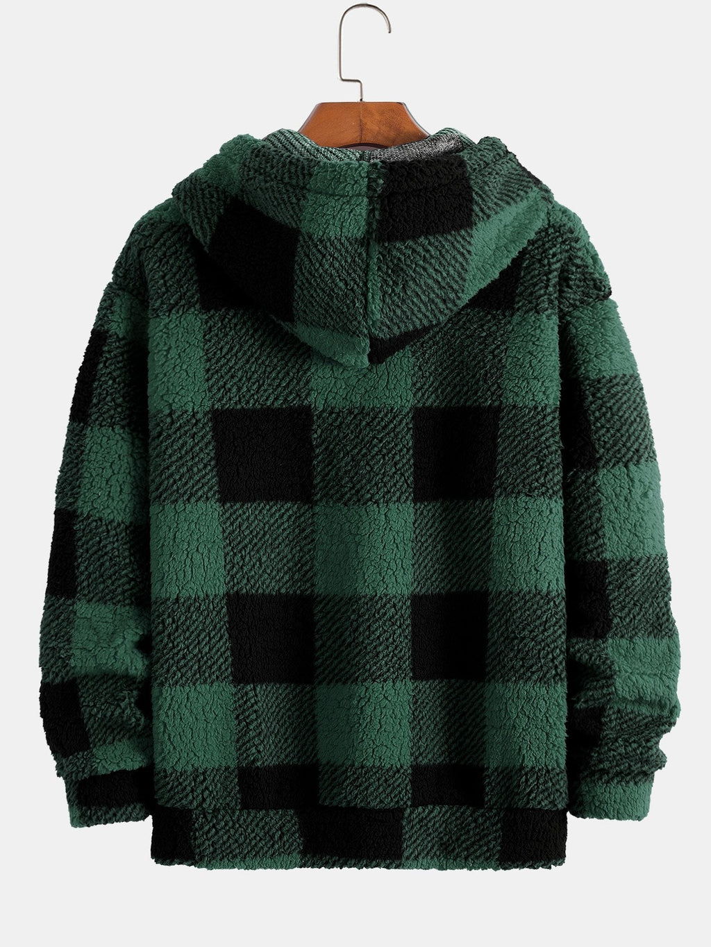 Teddy-Kapuzenpullover mit Karomuster