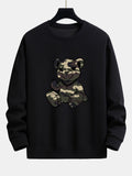 Camouflage Bear Print Relax Fit Sweatshirt