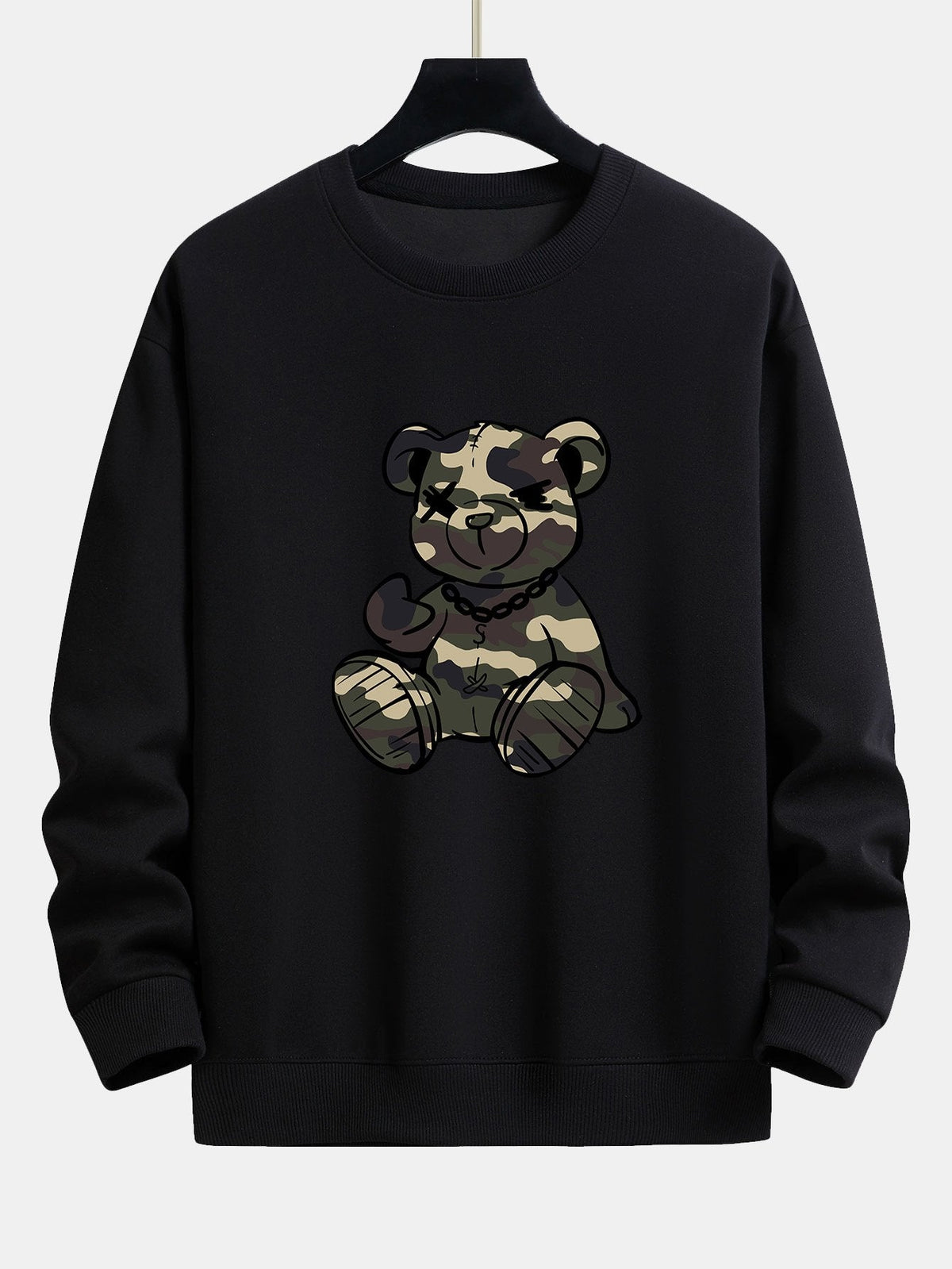 Camouflage Bear Print Relax Fit Sweatshirt