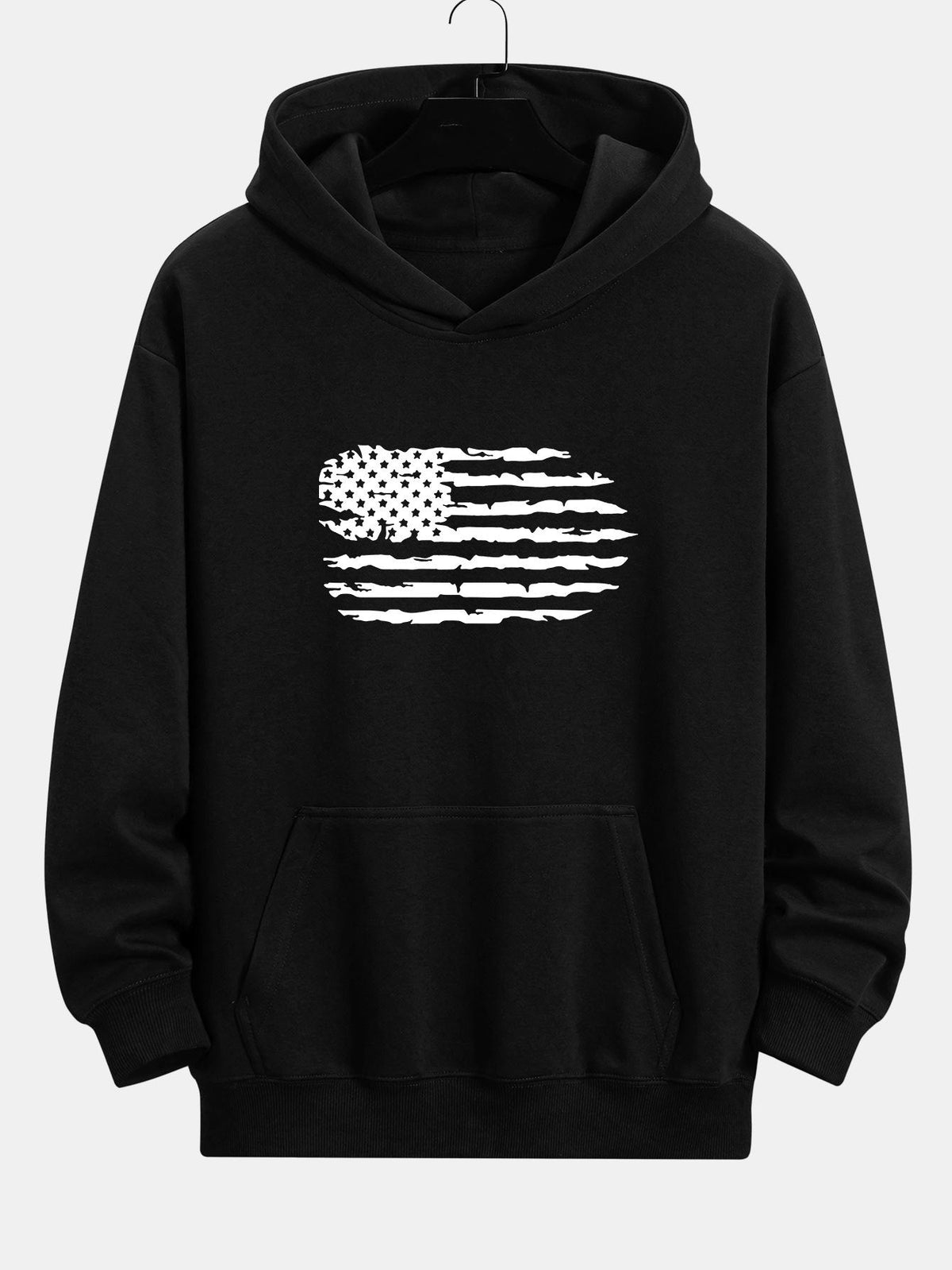 Kapuzenpullover in weiter Passform mit amerikanischem Flaggen-Print