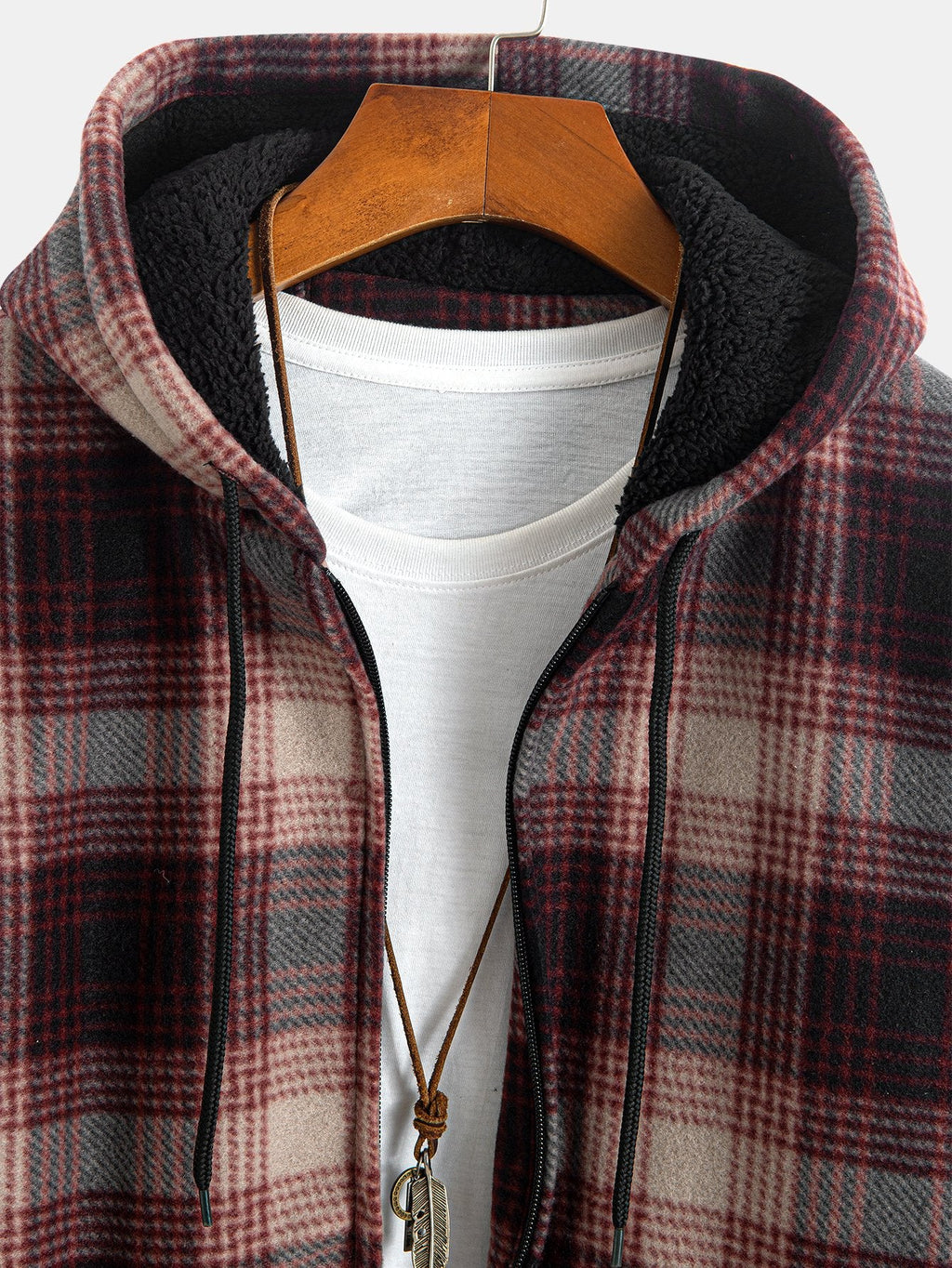 Teddy Fleece Lined Flannel Plaid Hoodie