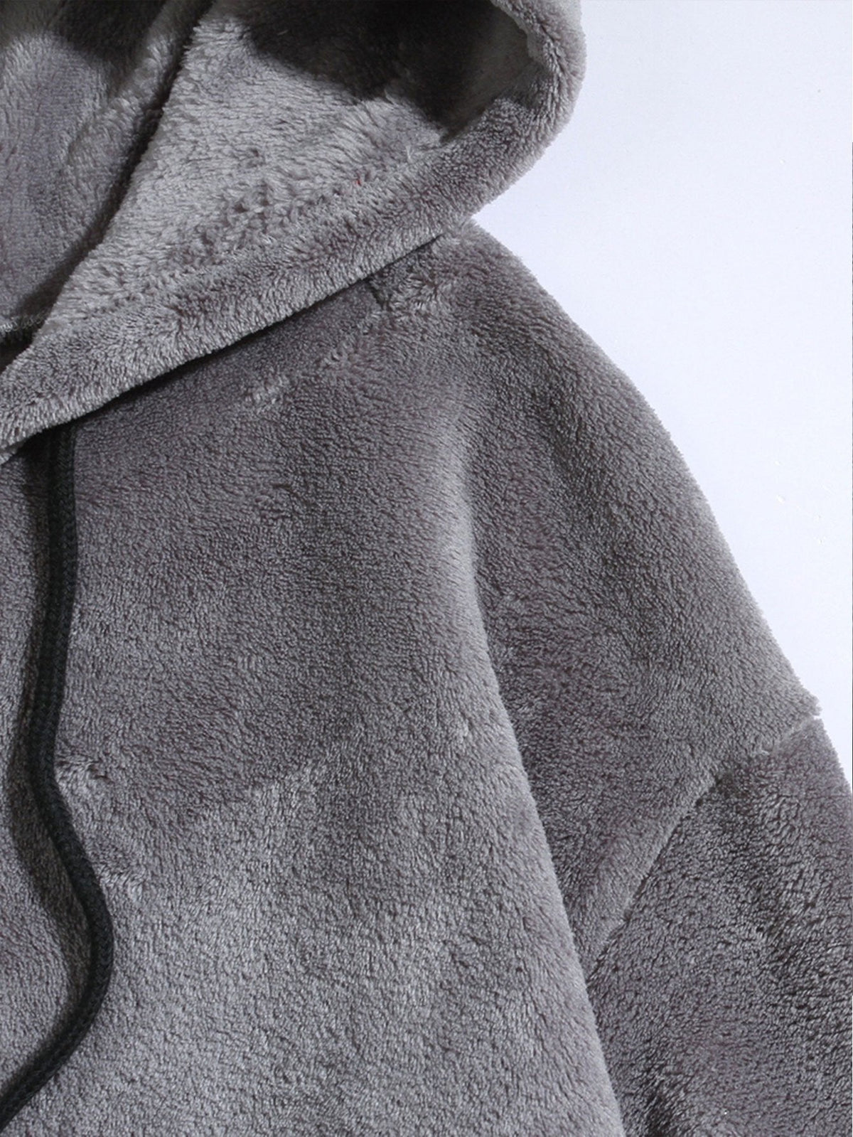 Relax Fit Teddy Fleece Hoodie With Ears