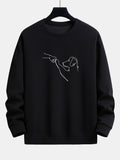 Dog Line Drawing Print Relax Fit Sweatshirt