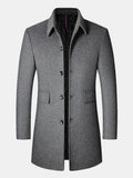 Quilted Lined Wool Blend Lapel Overcoat