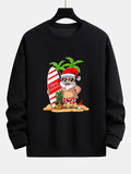 Summer Beach Santa Print Relax Fit Sweatshirt