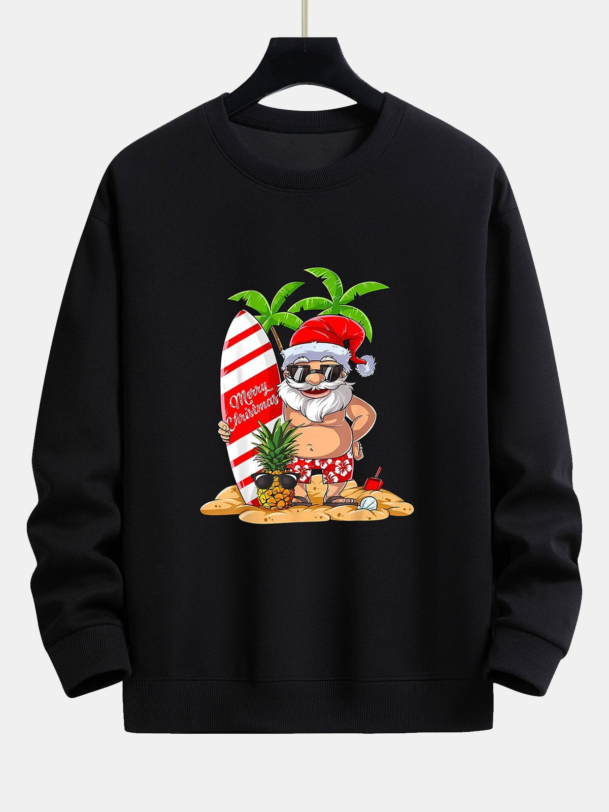 Summer Beach Santa Print Relax Fit Sweatshirt