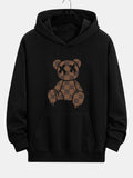 Plaid Dissolving Bear Print Relax Fit Hoodie