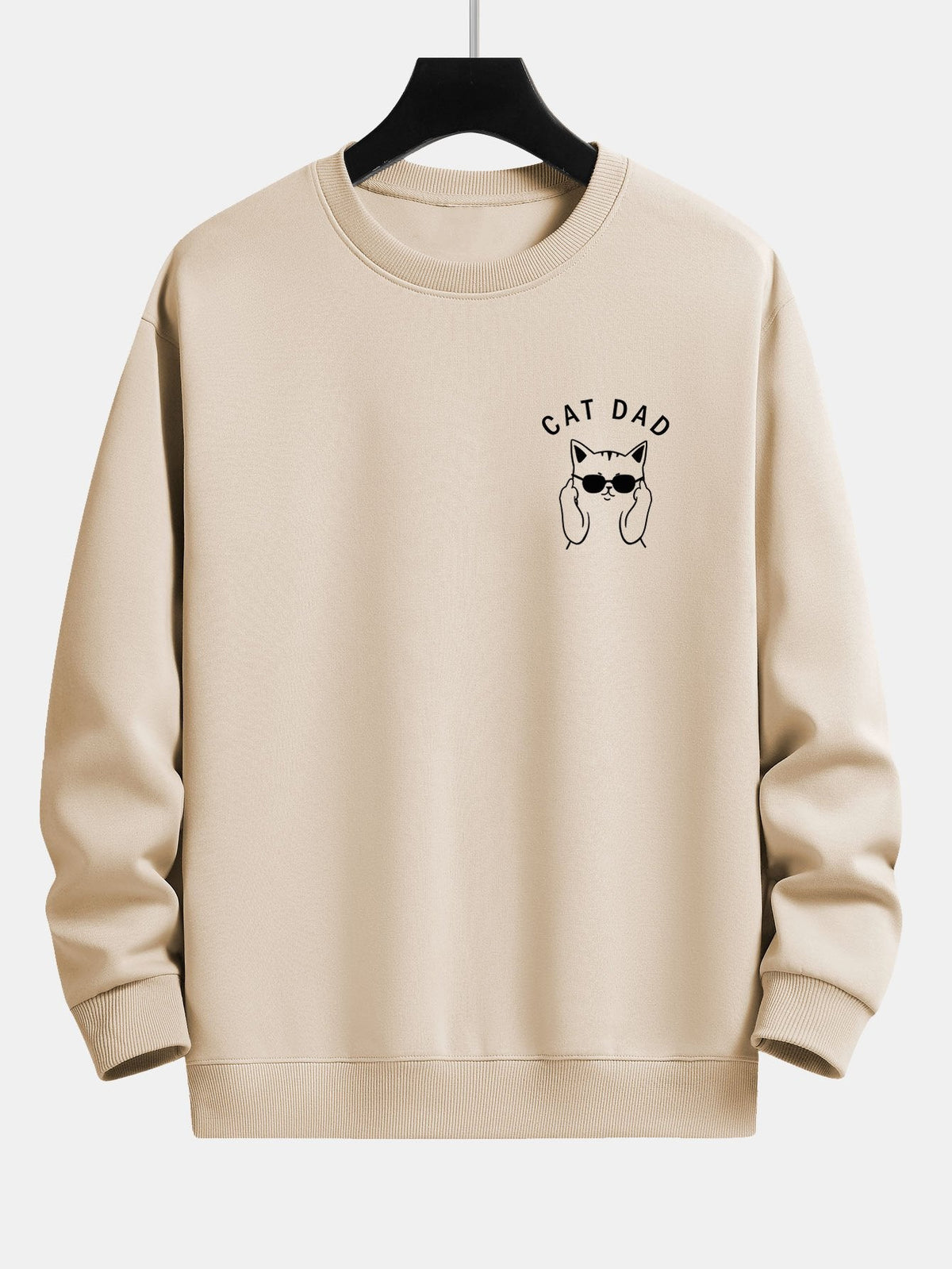 Cat Dad Wearing Glasses Print Relax Fit Sweatshirt