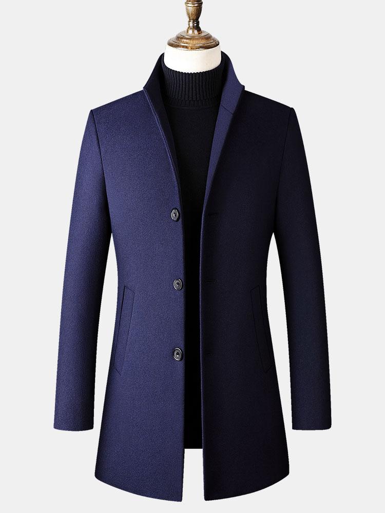 Funnel Neck Woolen Overcoat