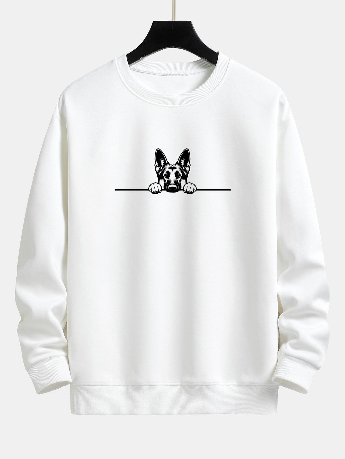 Peeking German Shepherd Dog Print Relax Fit Sweatshirt
