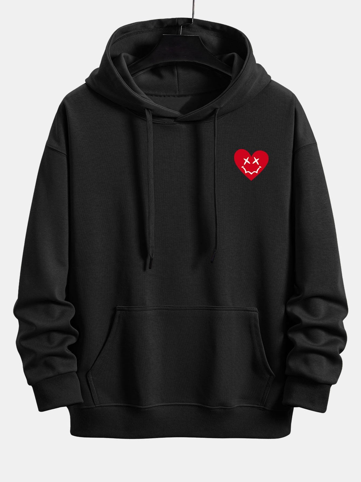 Kapuzenpullover in Relaxed Fit mit herzförmigem Smiley-Print