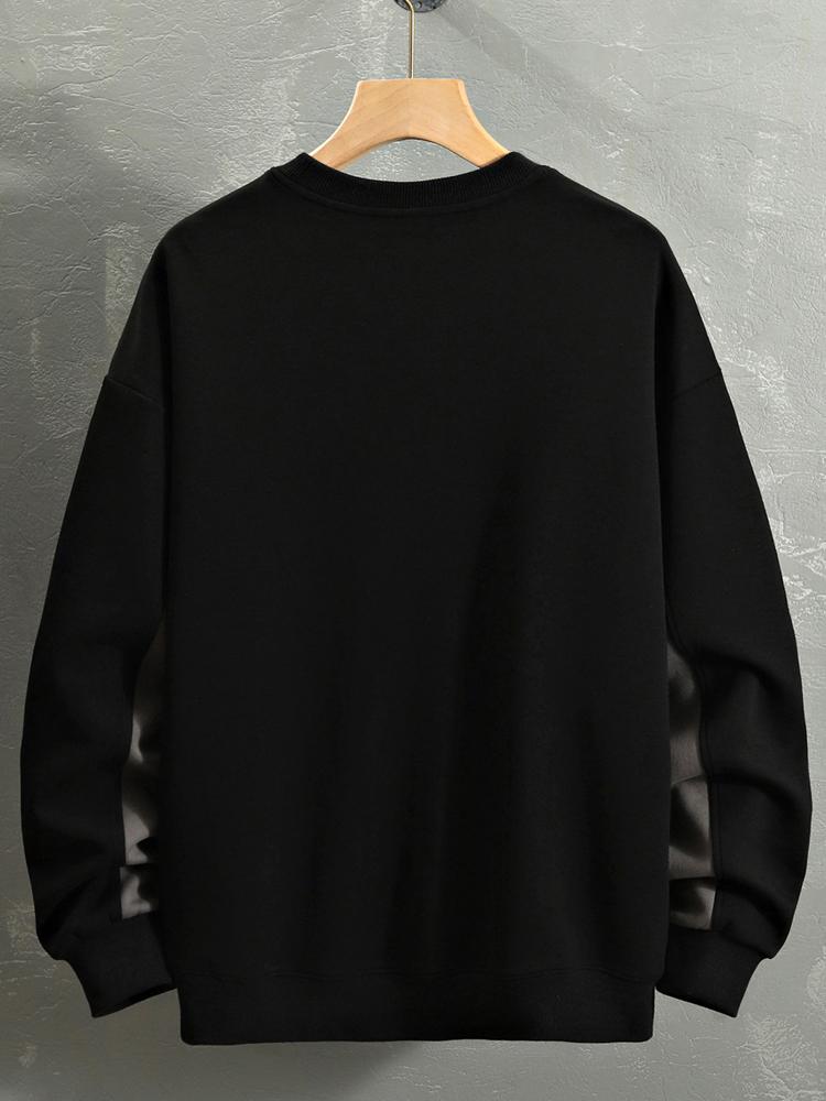 Oversize Slogan Color Block Sweatshirt