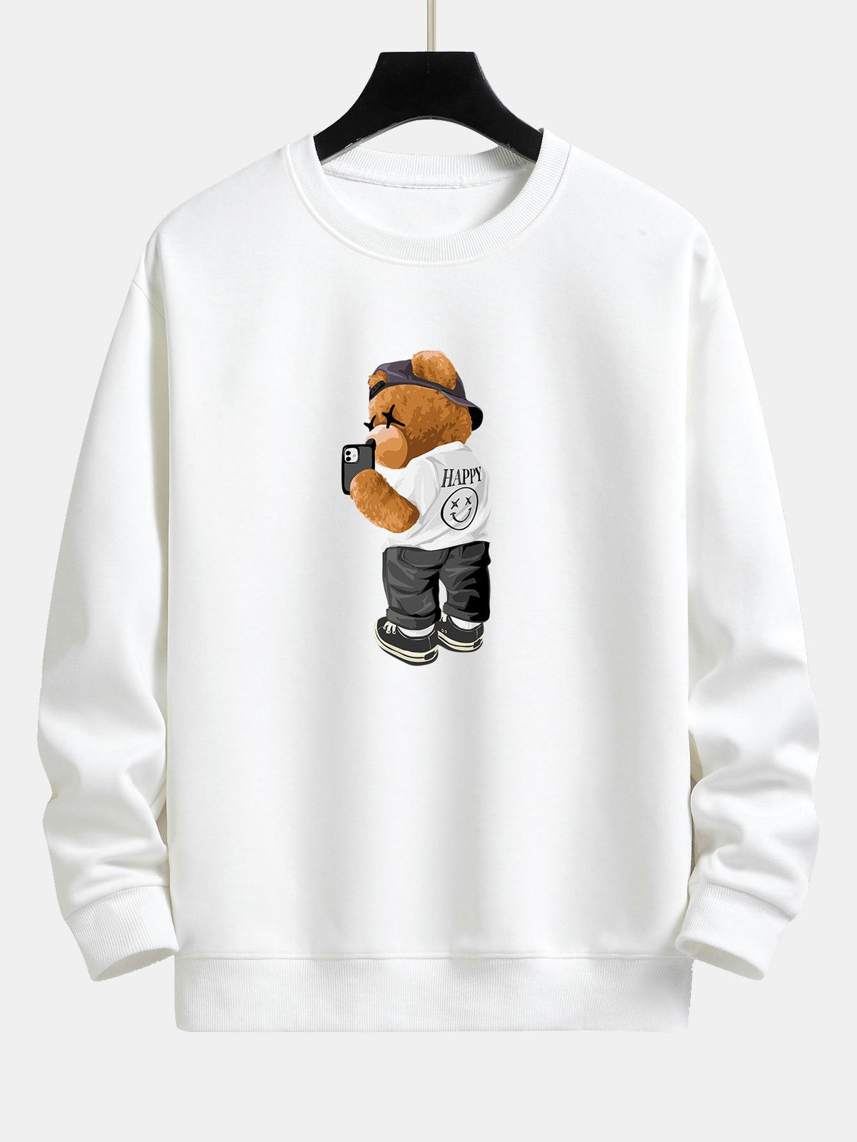 Selfie Bear Print Relax Fit Sweatshirt