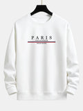Stripe Paris Slogan Print Relax Fit Sweatshirt