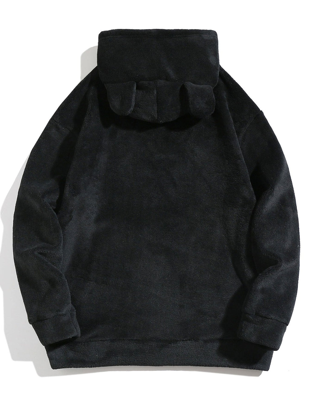 Relax Fit Teddy Fleece Hoodie With Ears