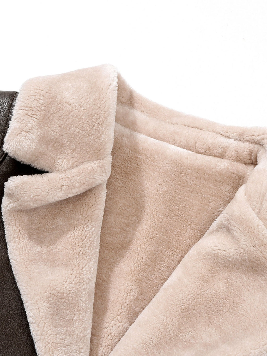 Faux Fur Lined PU Leather Blazer
